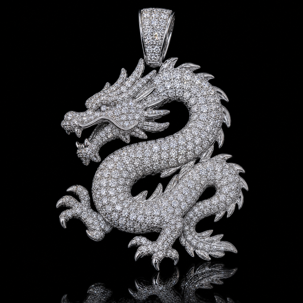 Iced Dragon Pendant macro product detail