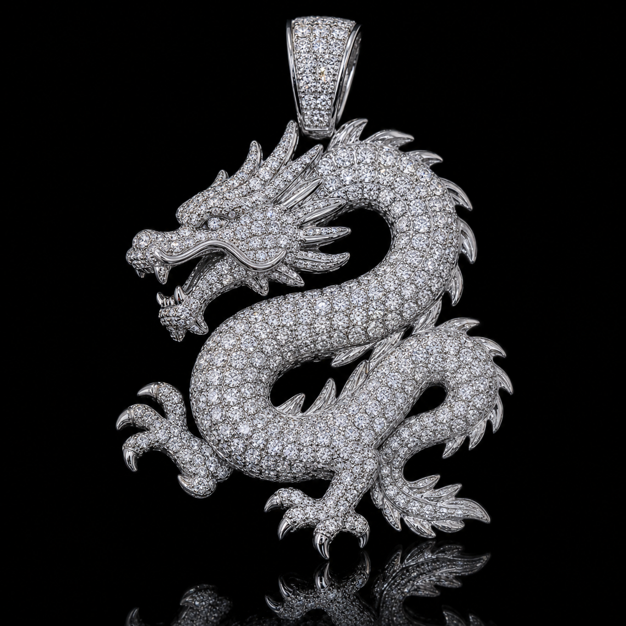 Iced Dragon Pendant macro product detail