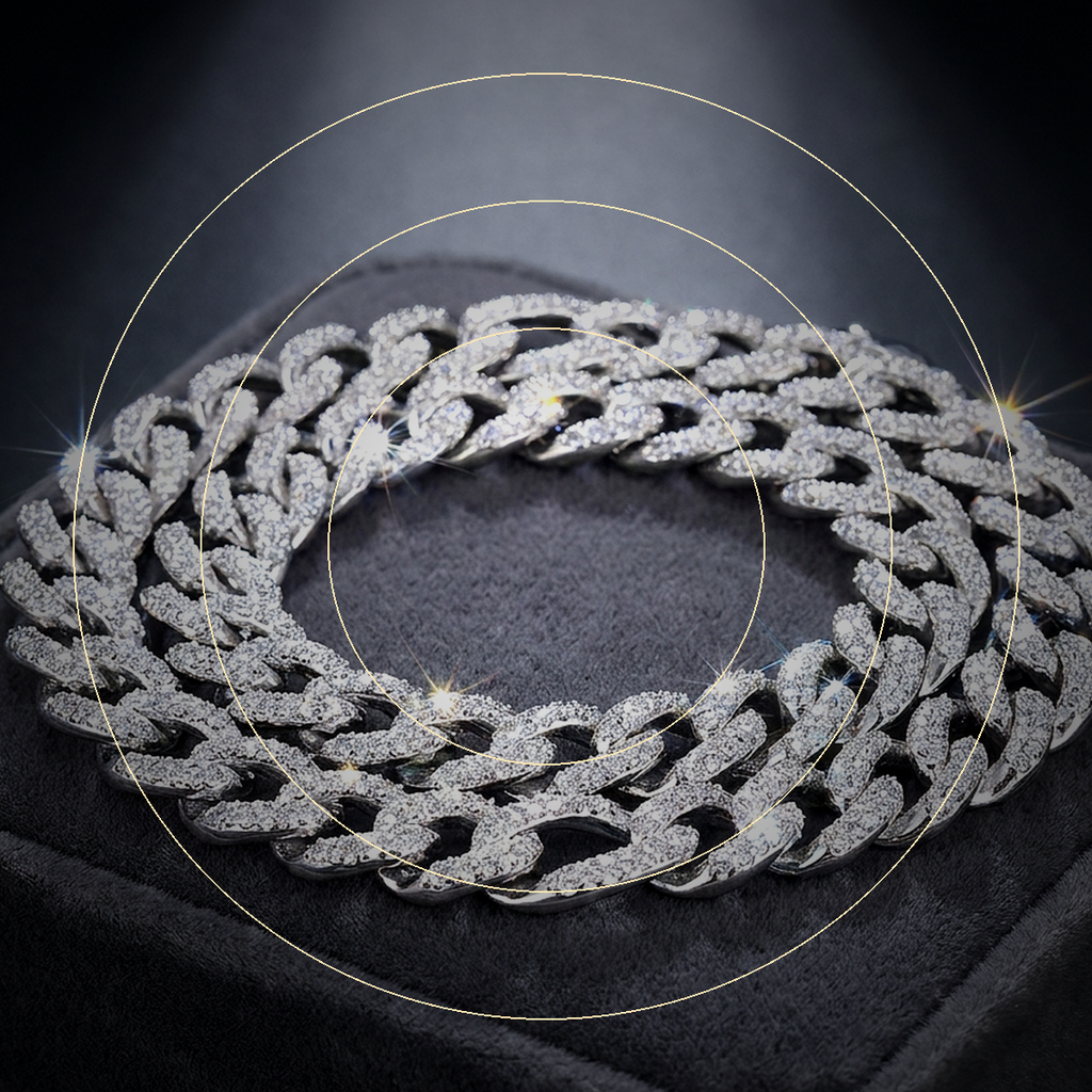 Iced Figaro Chain Necklace - close-up