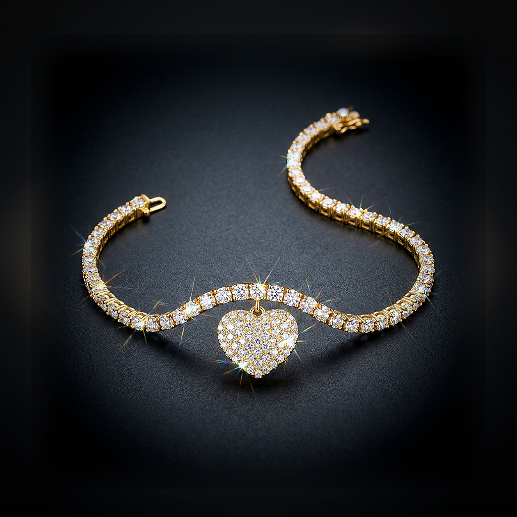 Iced Heart Charm Bracelet - lifestyle