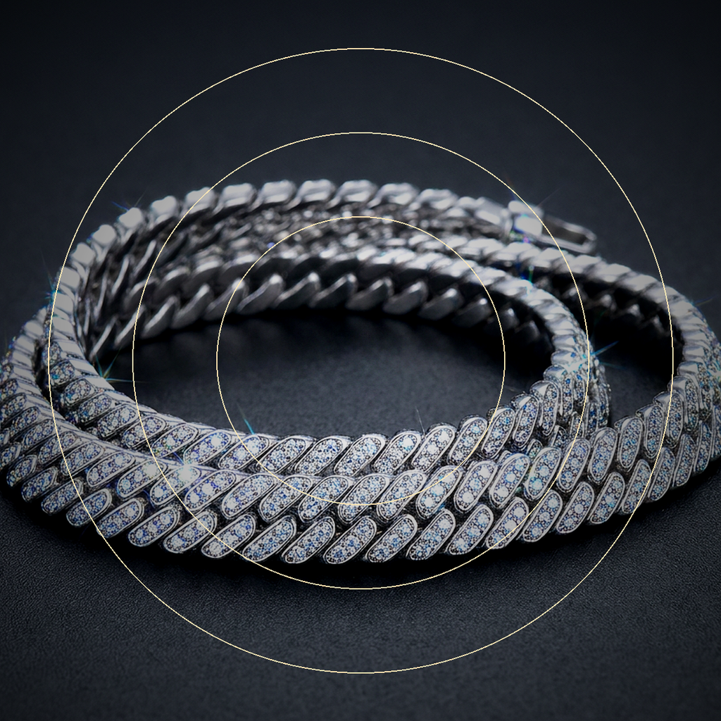 Iced Herringbone Chain Necklace - close-up