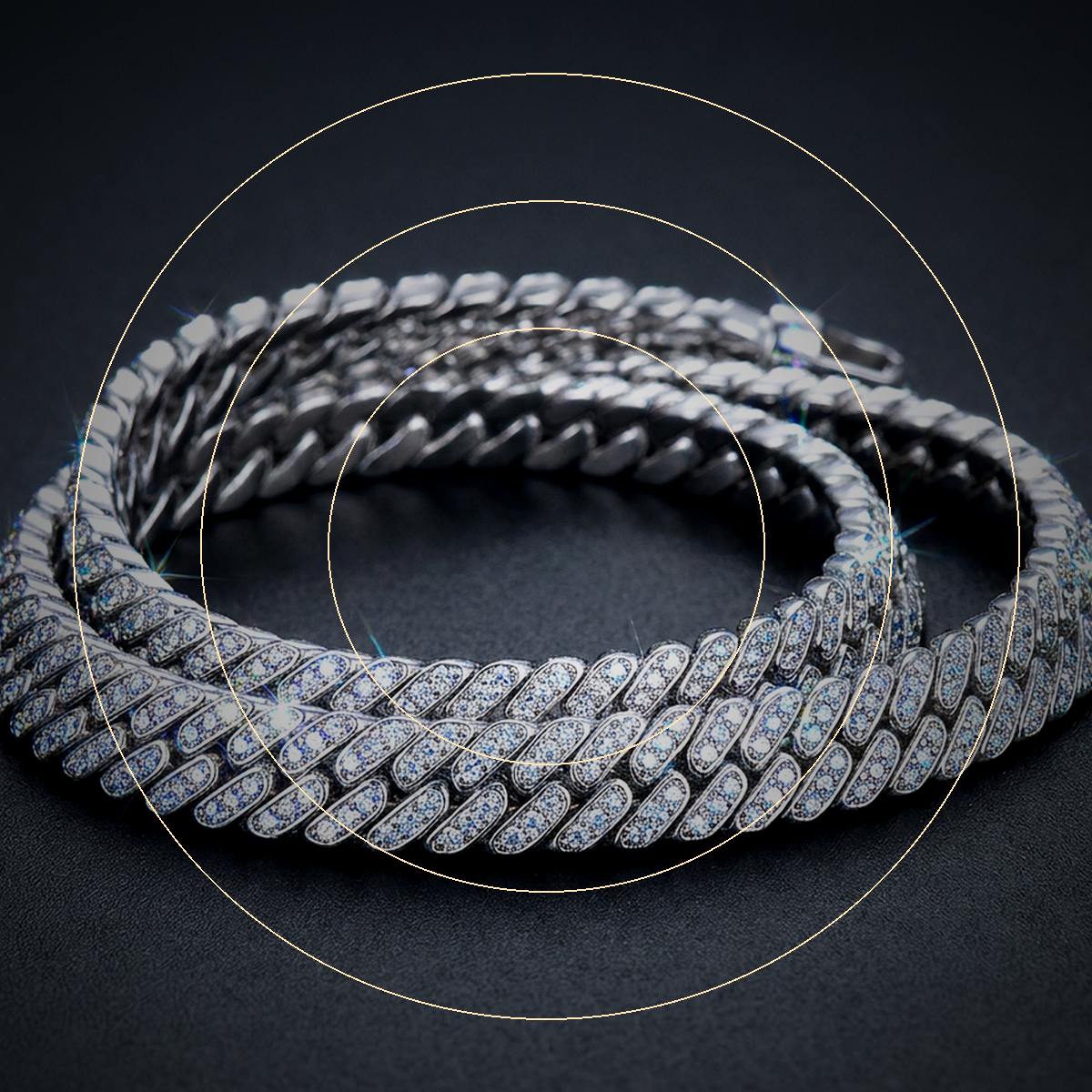Iced Herringbone Chain Necklace - close-up