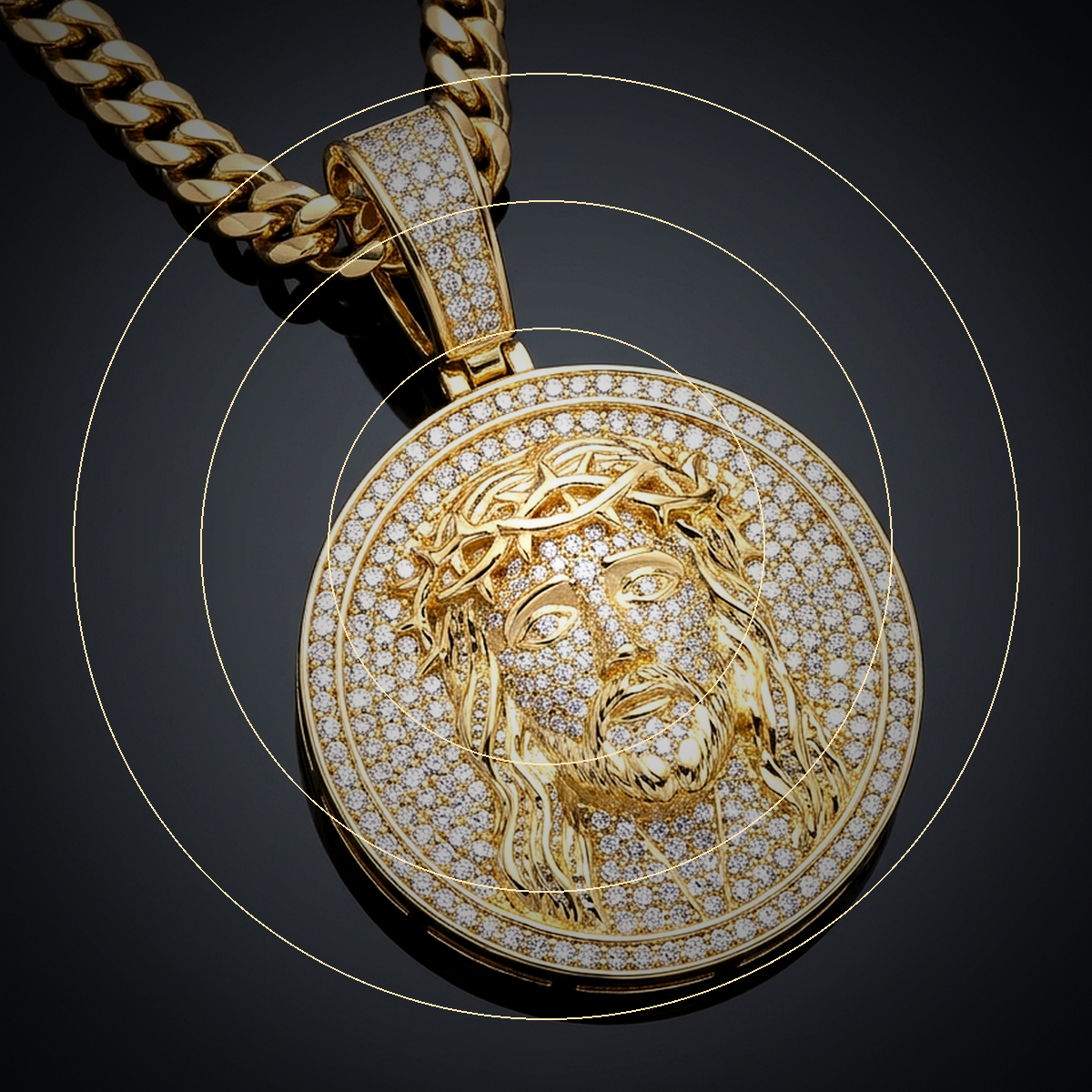 Iced Jesus Piece Pendant - close-up