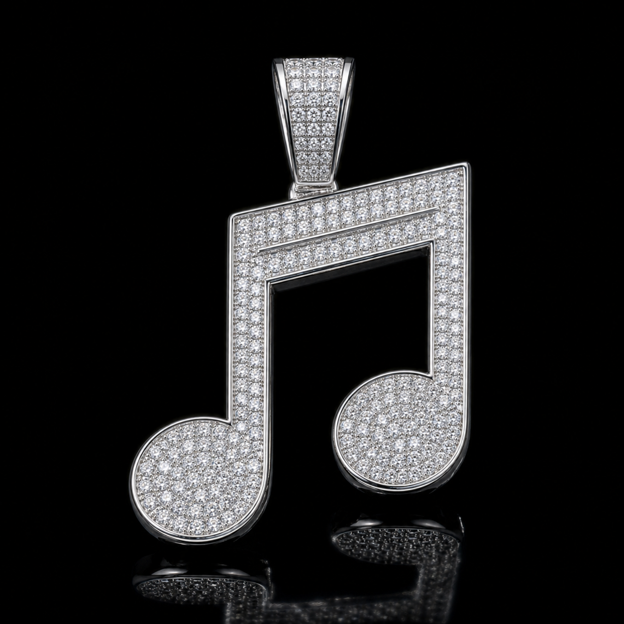 Iced Music Note Pendant macro product detail