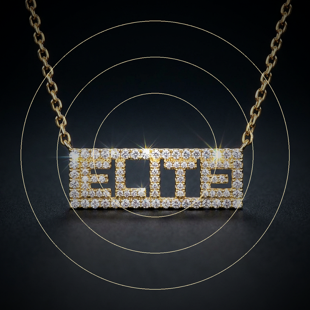 Iced Nameplate Bar Necklace - close-up