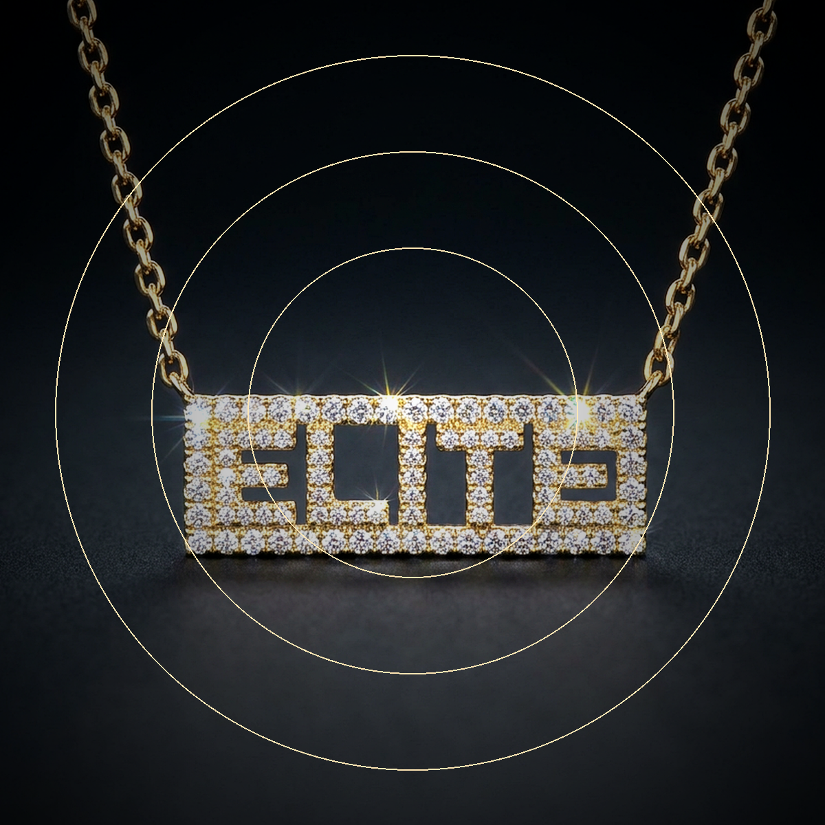 Iced Nameplate Bar Necklace - close-up