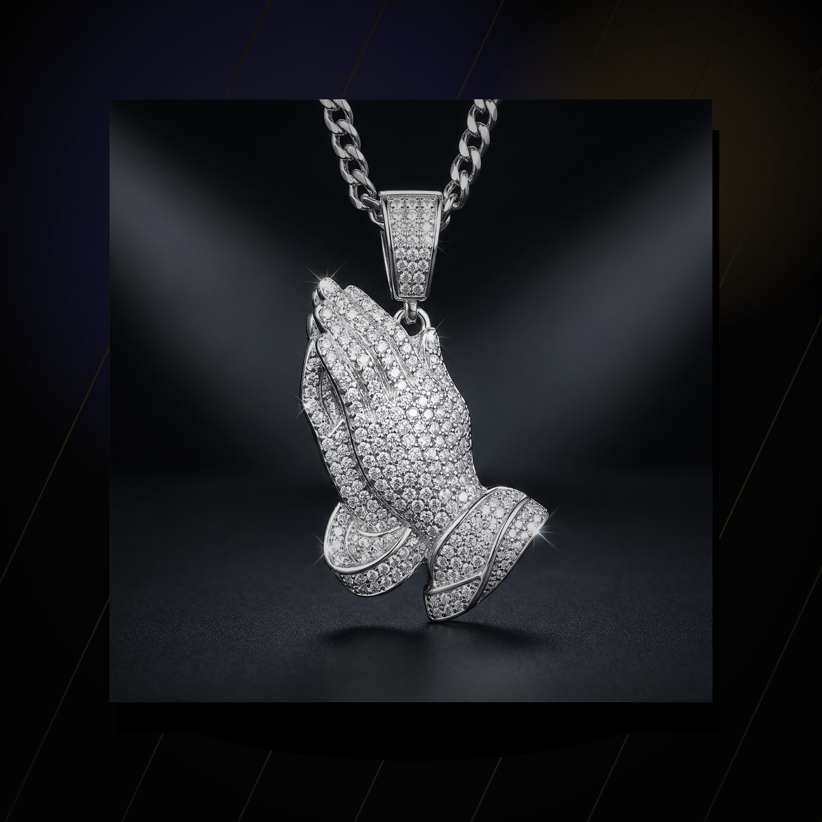 Iced Praying Hands Pendant - lifestyle
