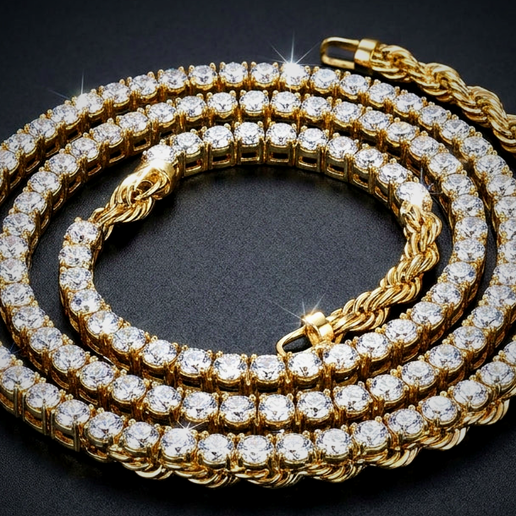 Iced Rope Chain Necklace - close-up