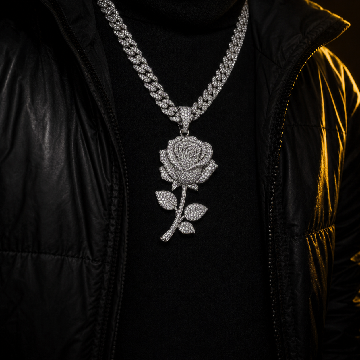 Iced Rose Pendant lifestyle worn product shot