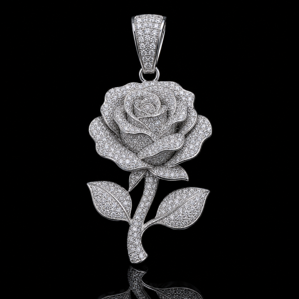Iced Rose Pendant macro product detail