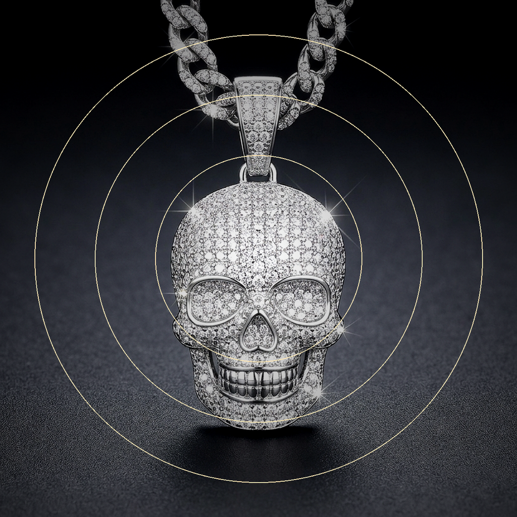 Iced Skull Pendant - close-up