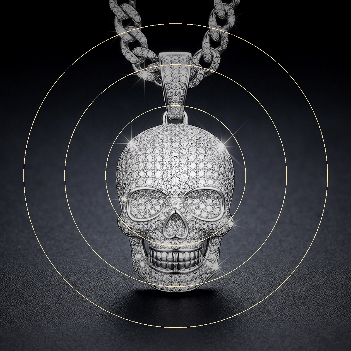 Iced Skull Pendant - close-up