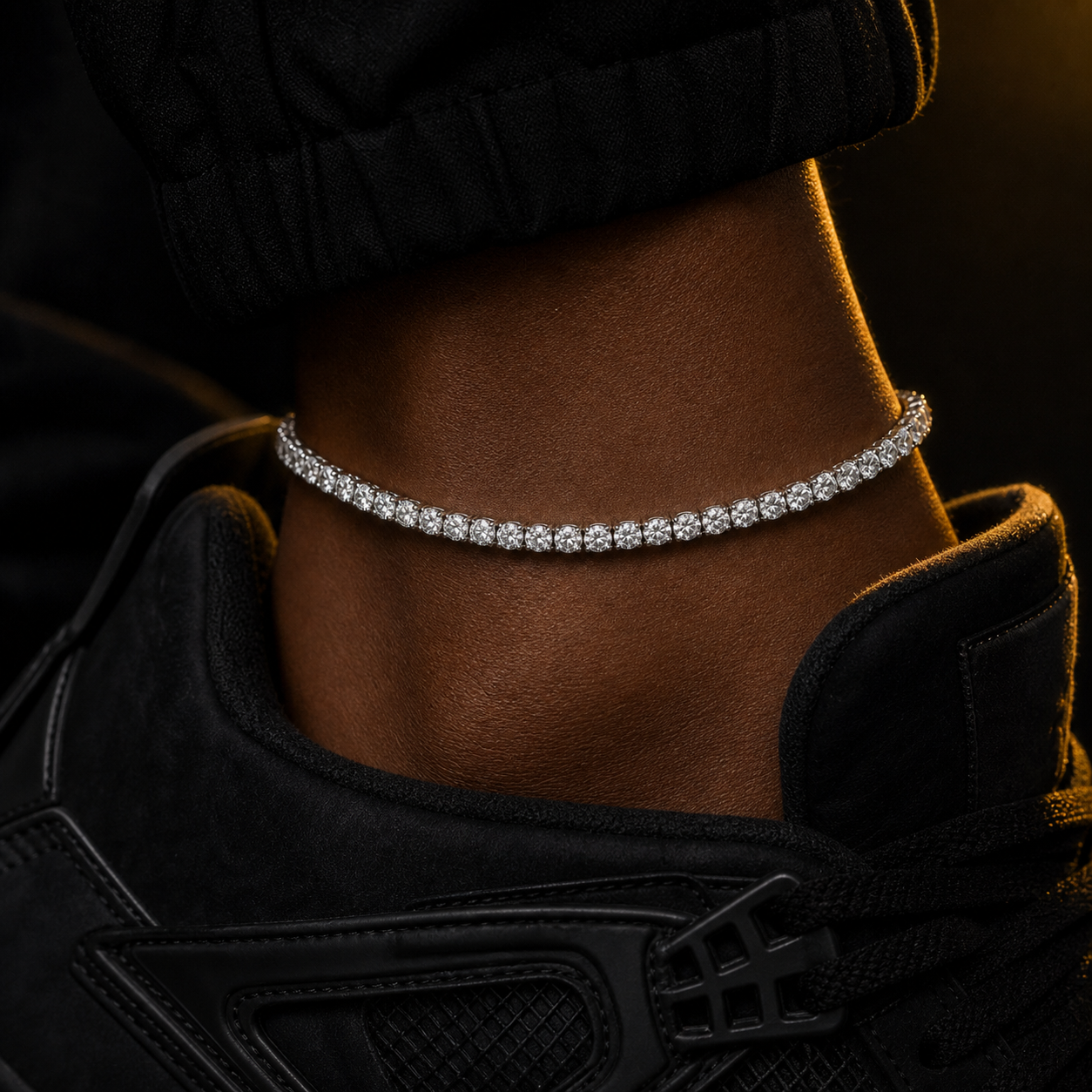 Iced Tennis Anklet lifestyle worn product shot