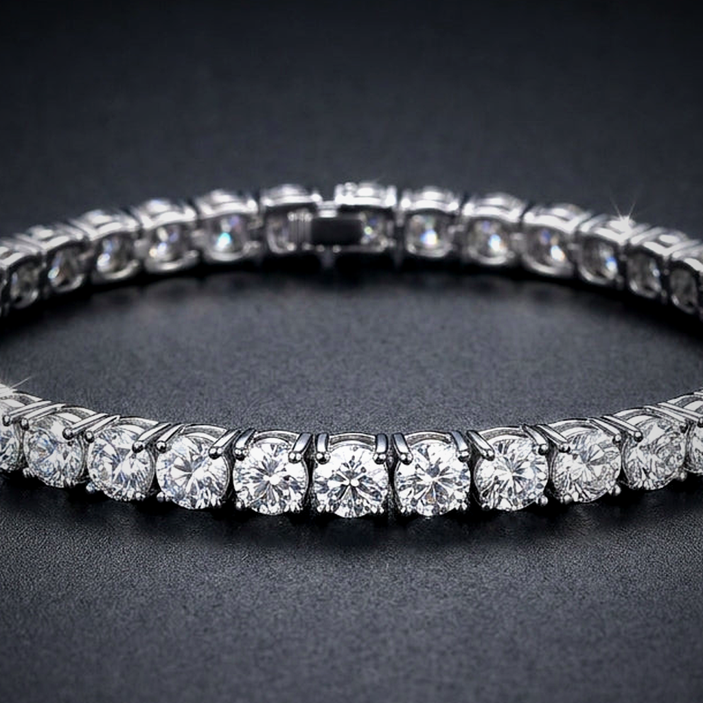 Iced Tennis Link Bracelet - close-up