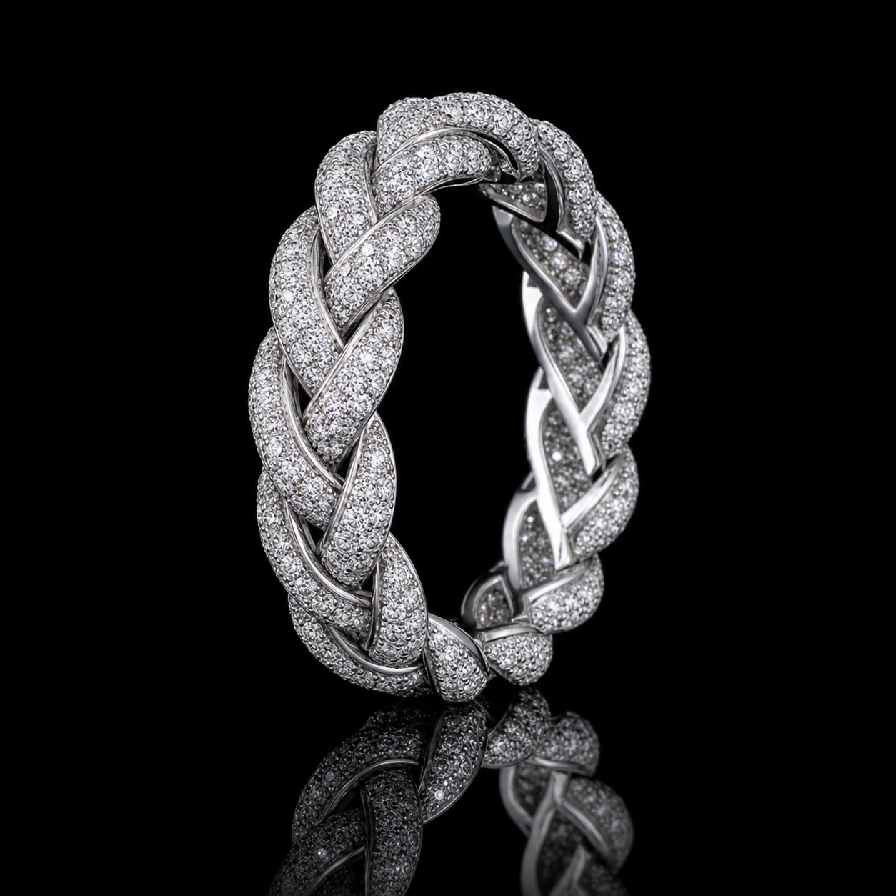 Iced Twisted Eternity Ring macro product detail