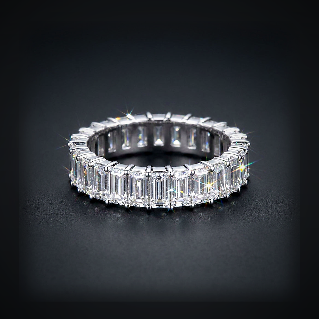 Moissanite Baguette Eternity Ring - lifestyle