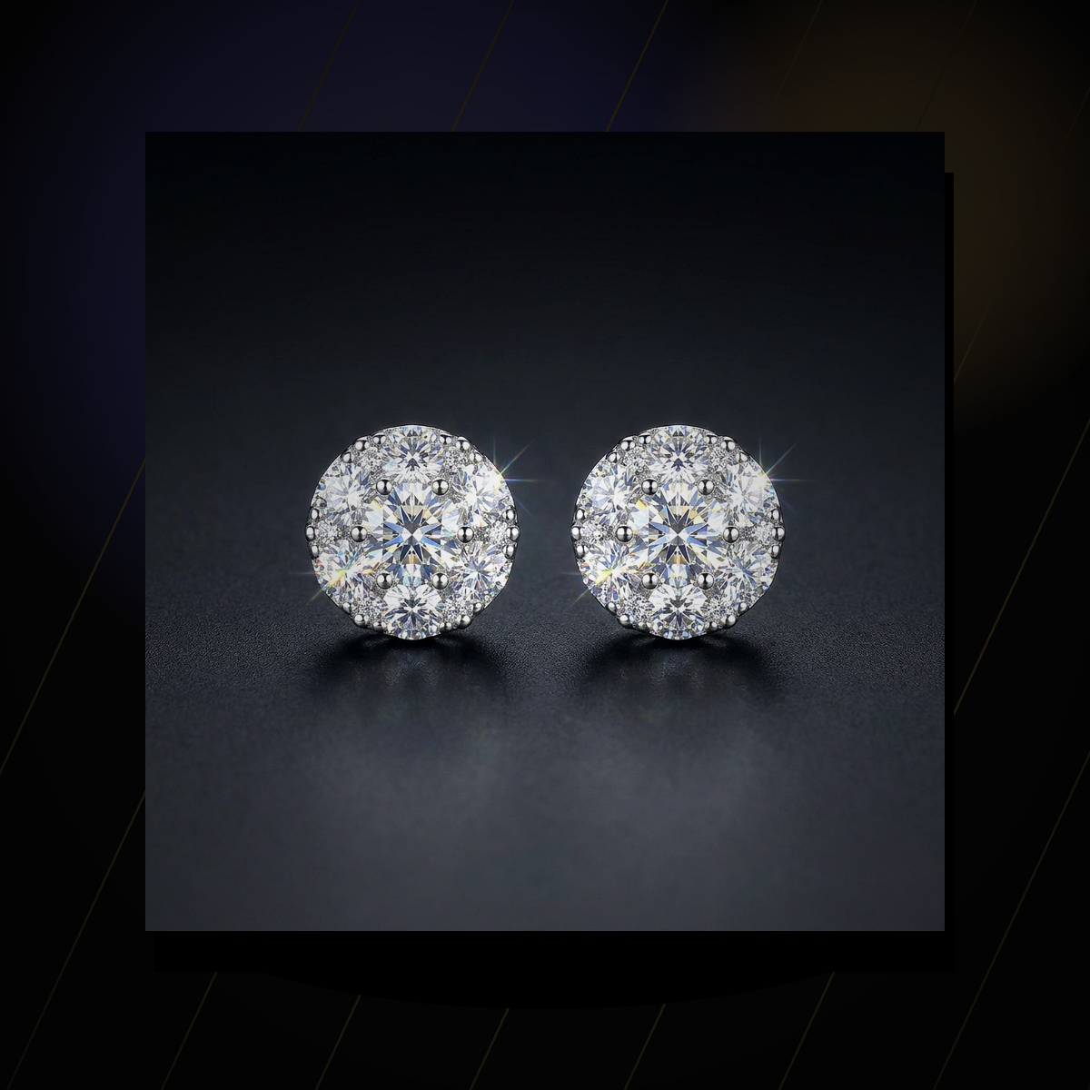 Moissanite Cluster Stud Earrings - lifestyle
