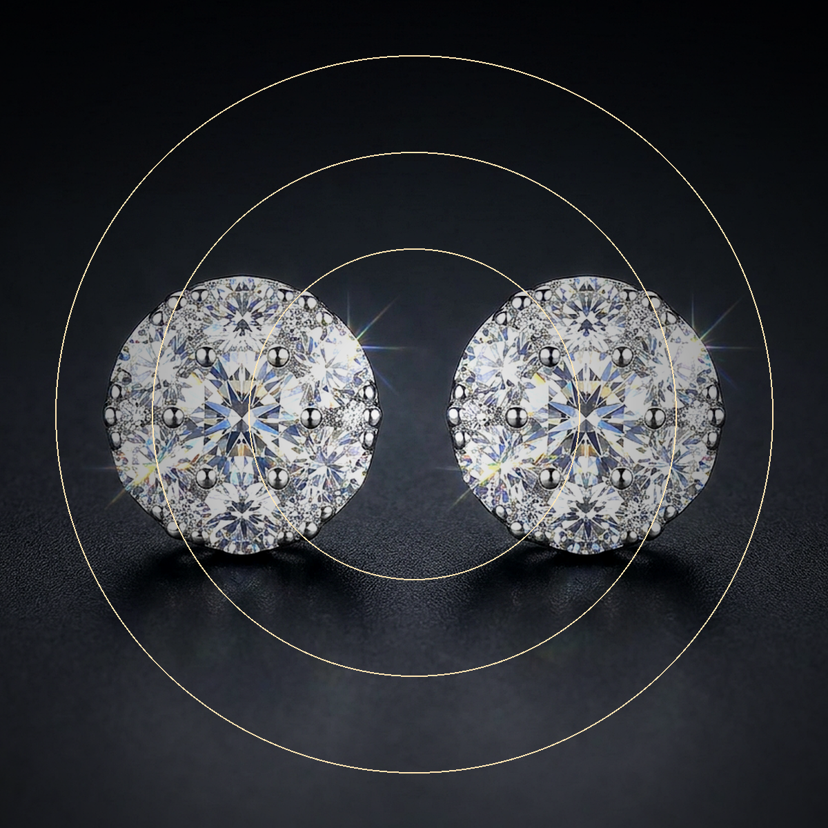 Moissanite Cluster Stud Earrings - close-up