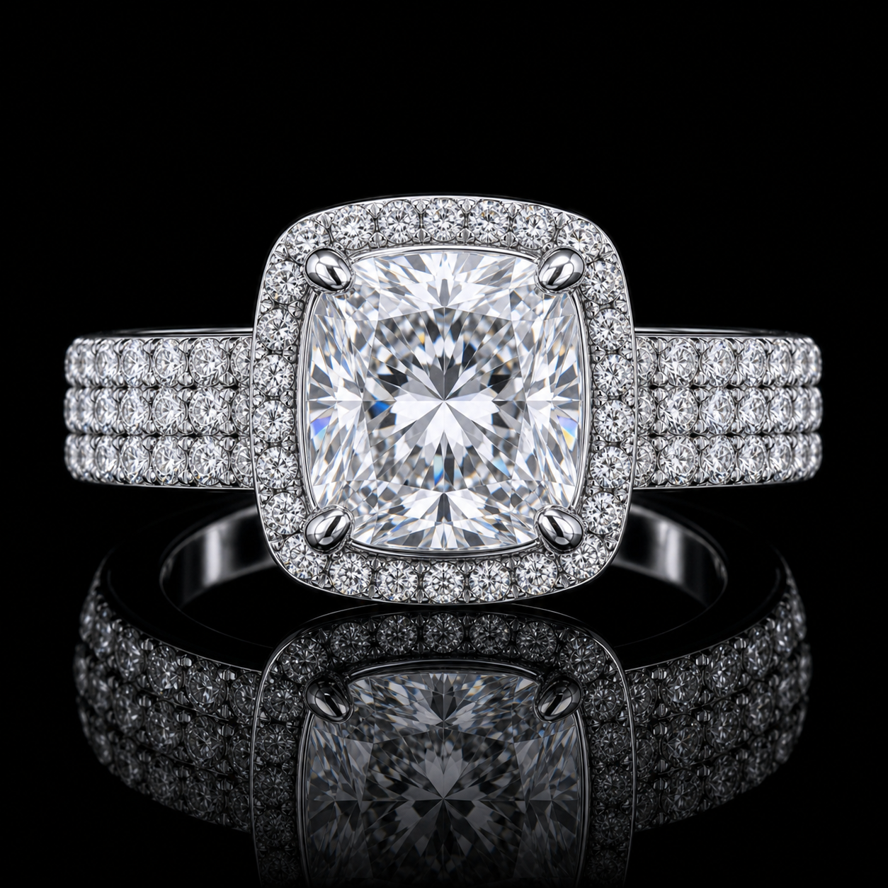 Moissanite Cushion Cut Ring macro product detail