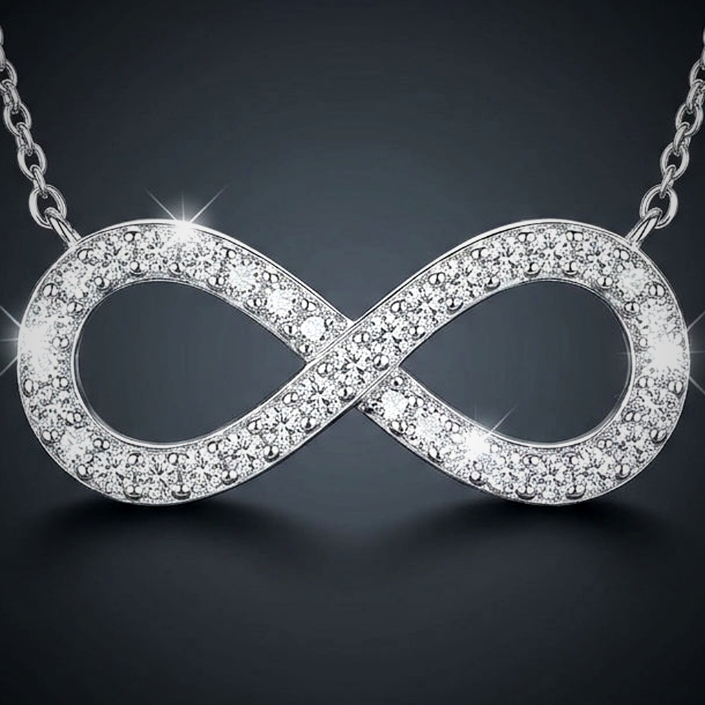 Moissanite Infinity Necklace - close-up