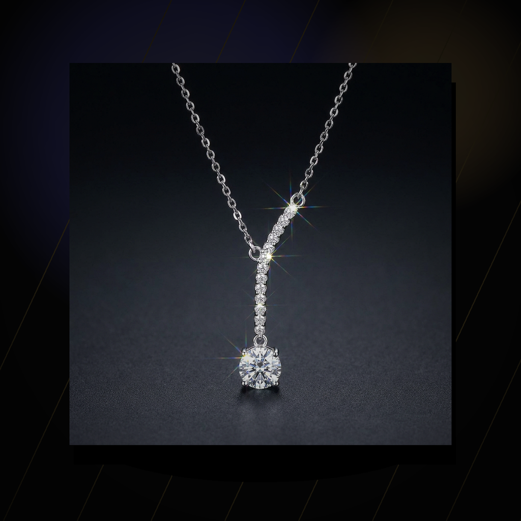 Moissanite Lariat Necklace - lifestyle