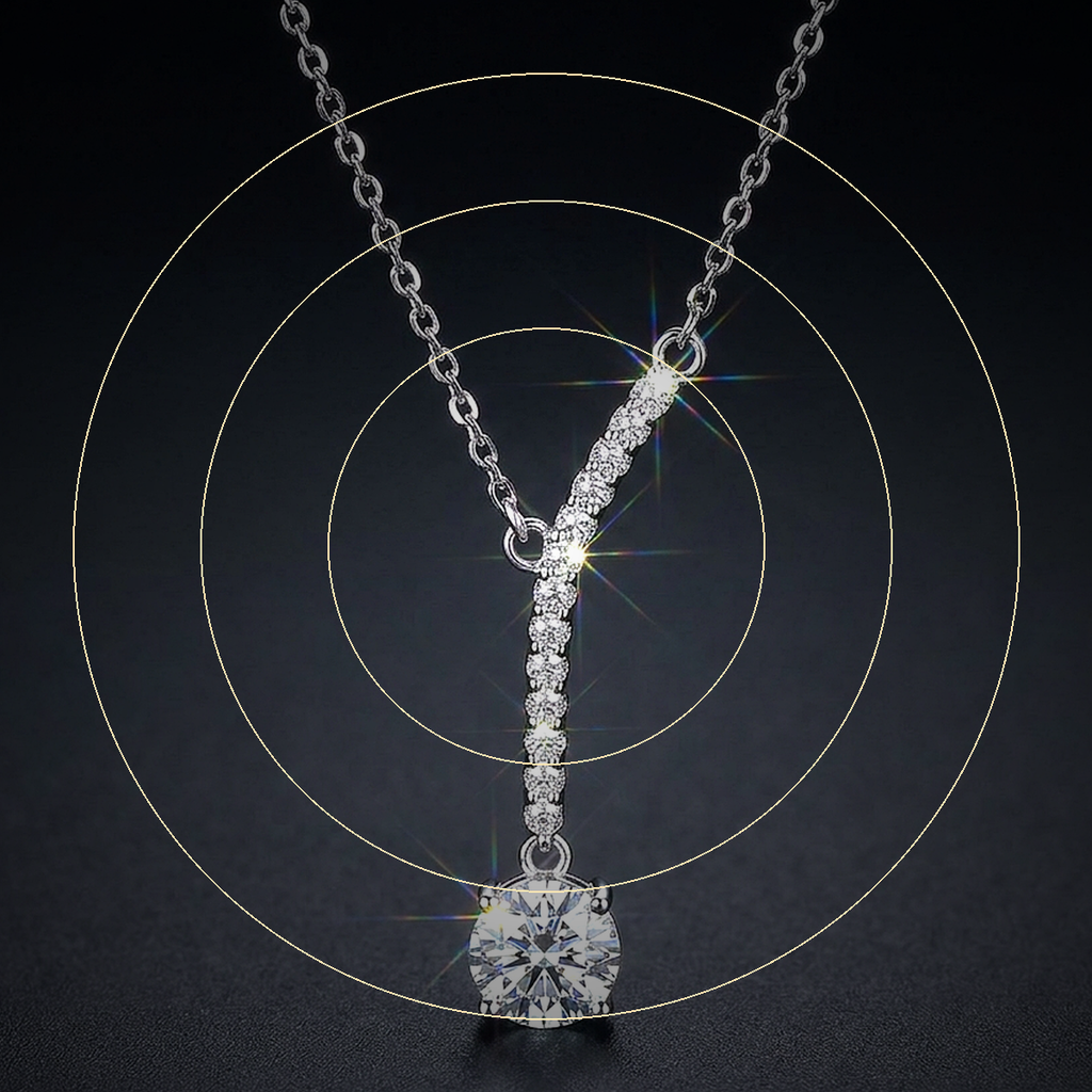 Moissanite Lariat Necklace - close-up