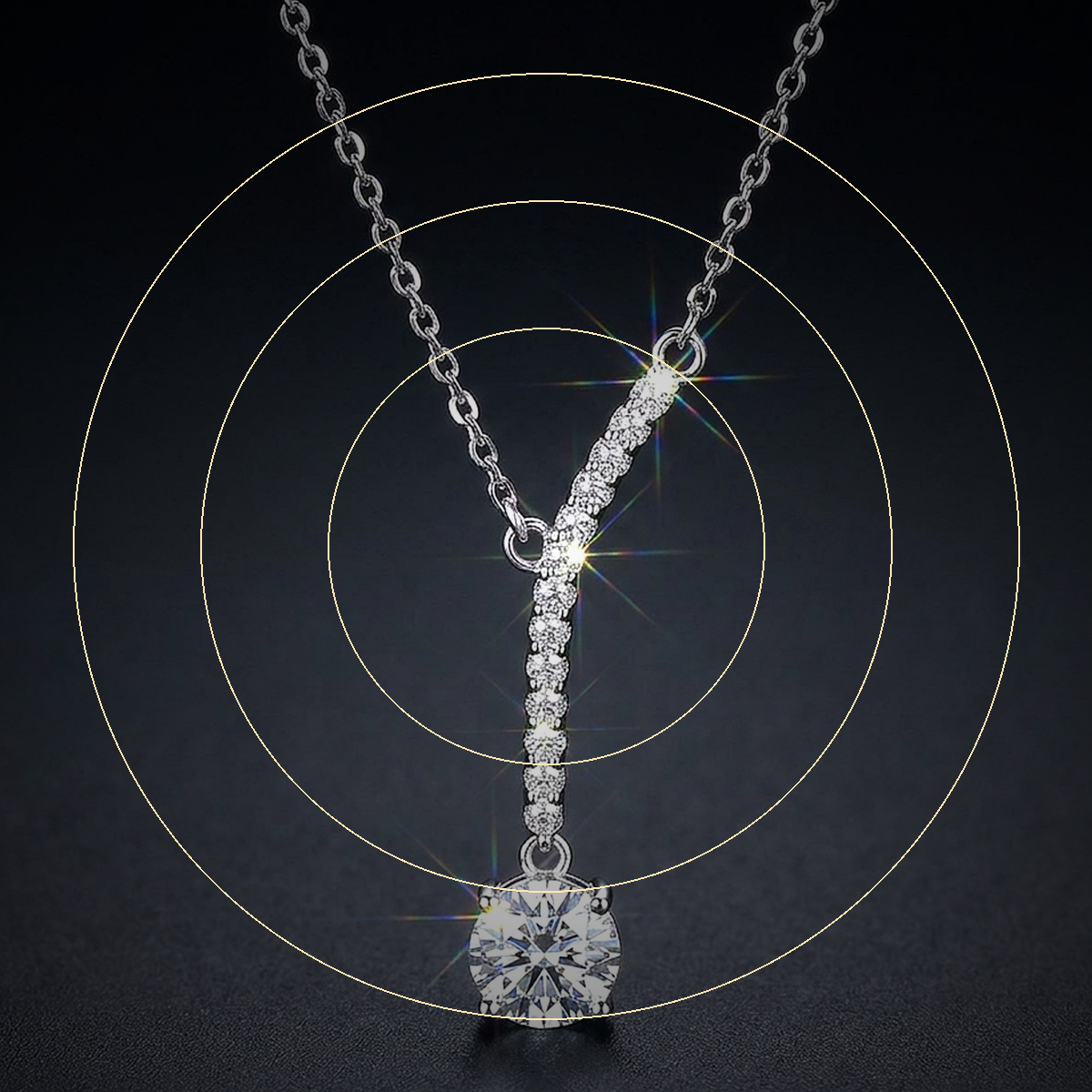 Moissanite Lariat Necklace - close-up