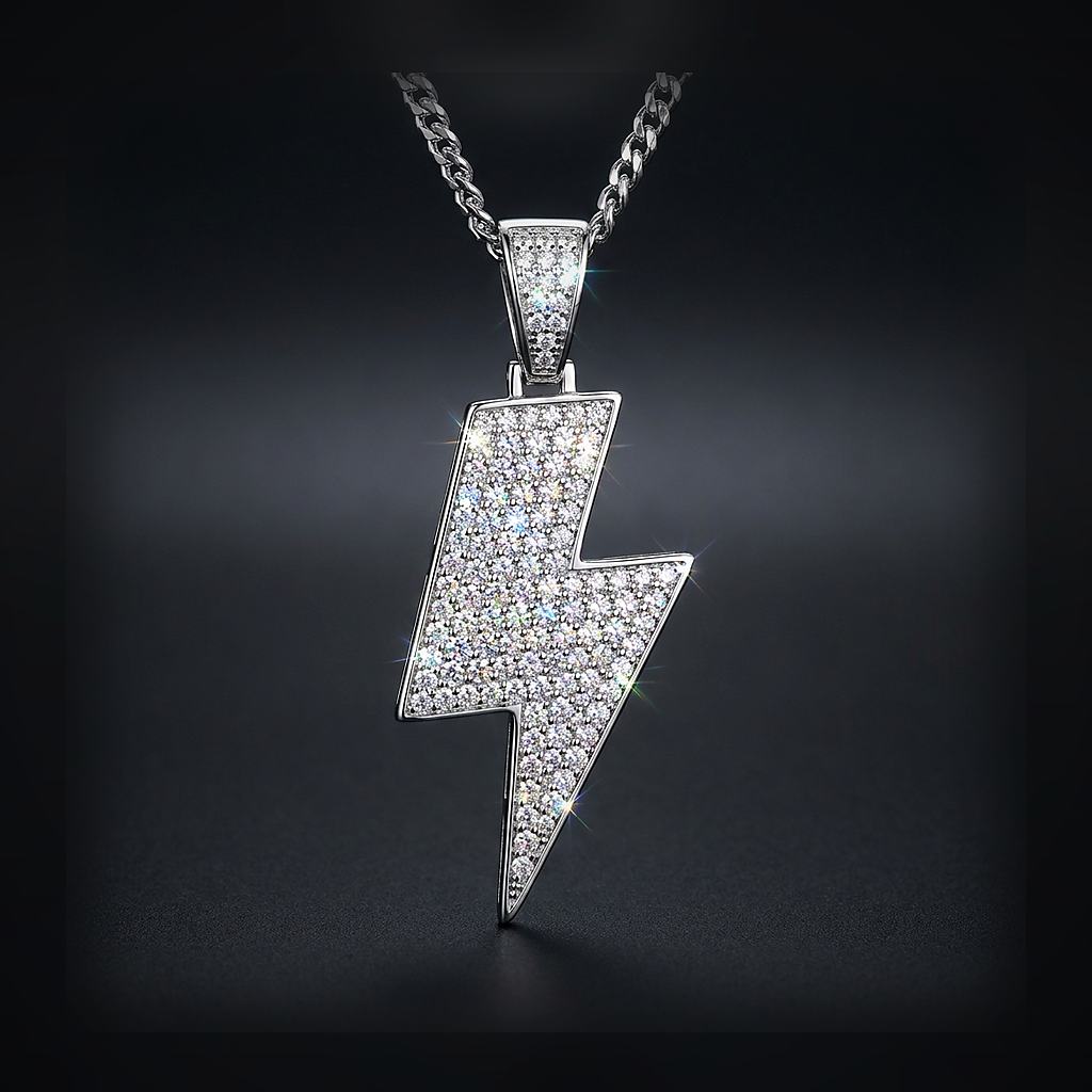 Moissanite Lightning Bolt Pendant - lifestyle