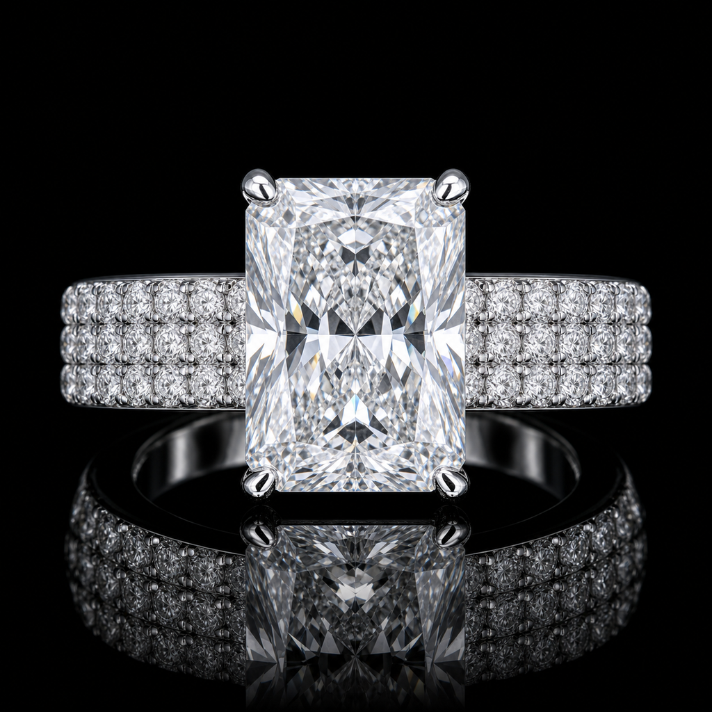 Moissanite Radiant Cut Ring macro product detail