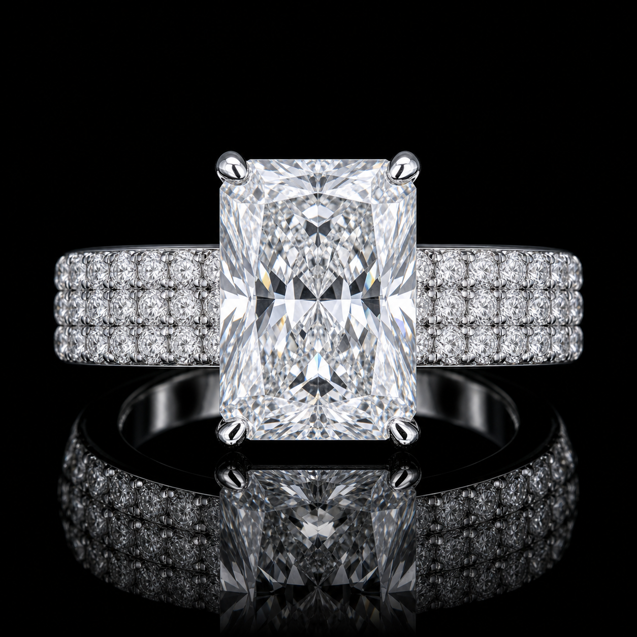 Moissanite Radiant Cut Ring macro product detail