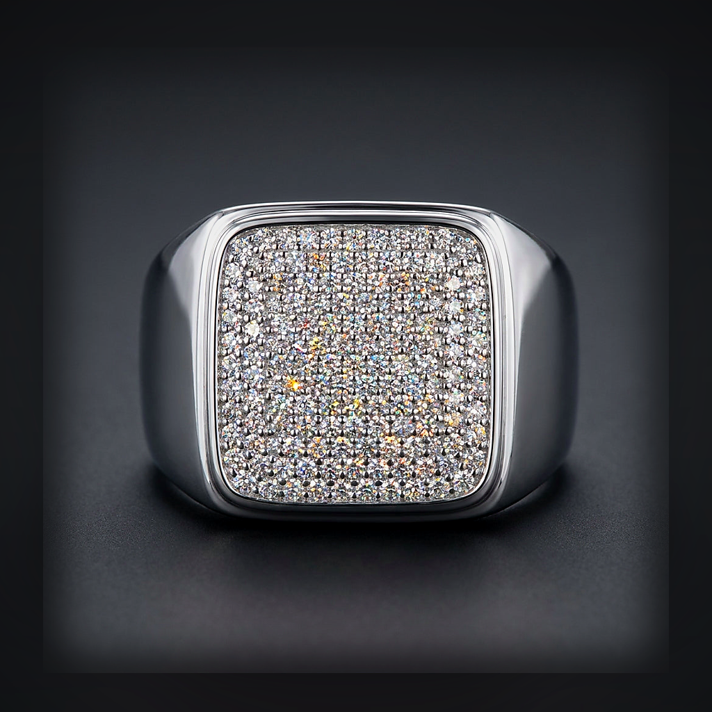 Moissanite Signet Ring - lifestyle