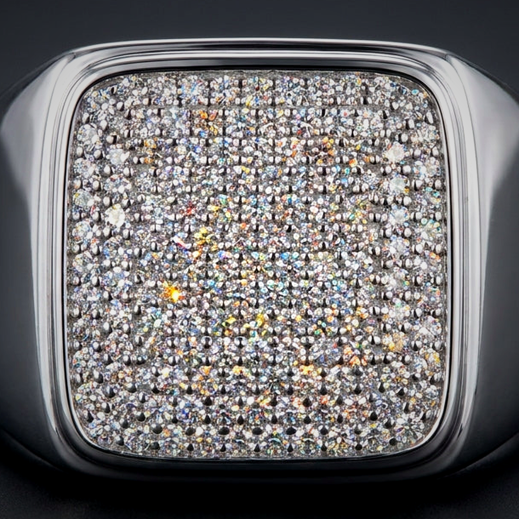 Moissanite Signet Ring - close-up