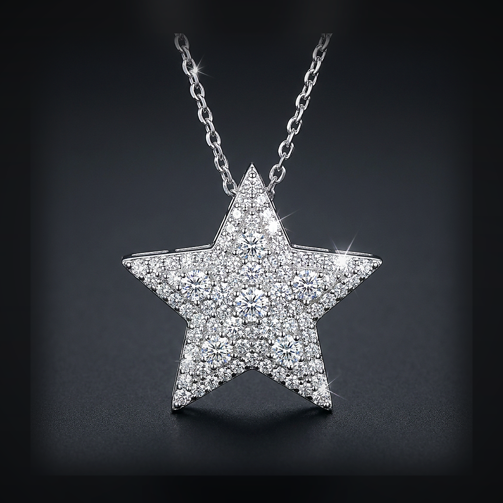 Moissanite Star Pendant - lifestyle