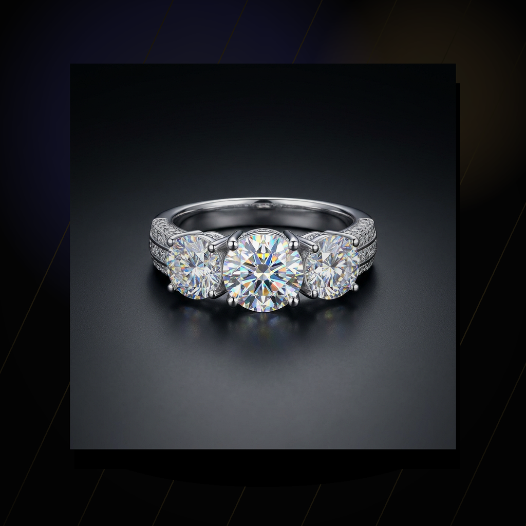 Moissanite Three Stone Ring - lifestyle