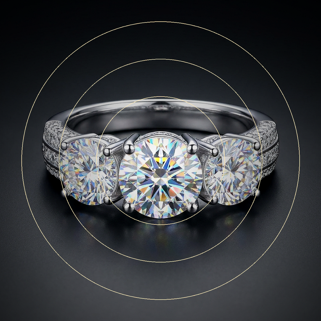 Moissanite Three Stone Ring - close-up